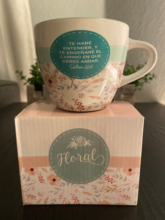 Coffee Cup Floral Psalm 32:8